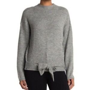 Wayf NWT Mock Neck Tie Waist Sweater Medium in Light Grey